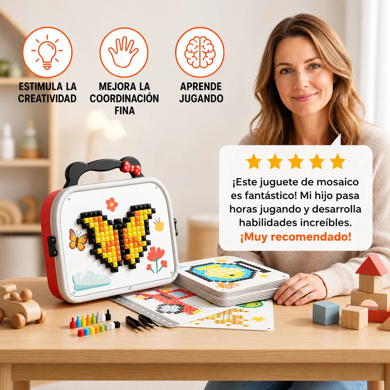 MosaicCraft™ Juego de Mosaico Montessori para Niños👨‍👩‍👧‍👦🧩