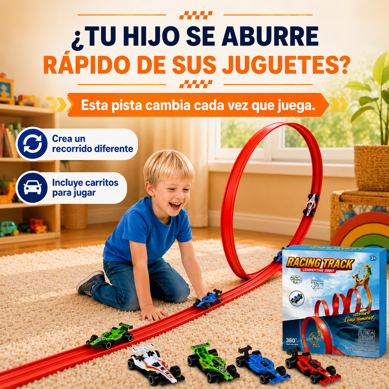 MagicTrackpro™ Pista de Carreras Flexible INCLUYE 4 MINI CARROS🏁