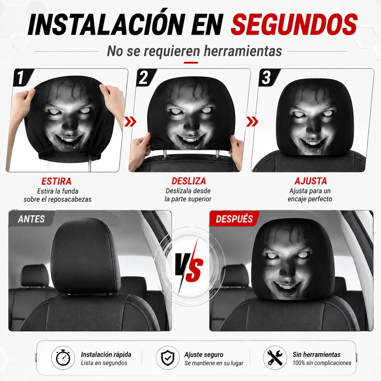 HorrorHead™ Fundas Aterradoras para Cabeceros de carro💀🚗