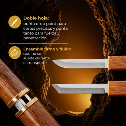 DualEdgepro™ Juego de Cuchillos Dobles 2 en 1 con Mango de Madera🗡️