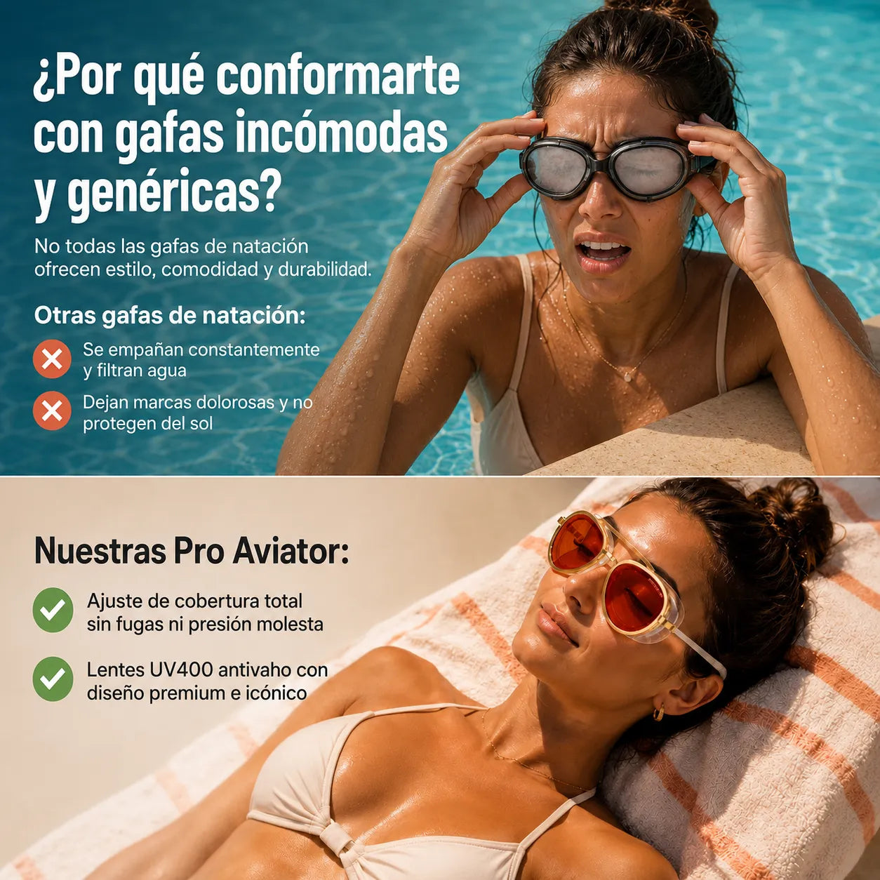 🤿 SwimAviator Pro™ Gafas de Natación Estilo Aviador UV400✨