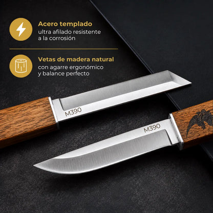 DualEdgepro™ Juego de Cuchillos Dobles 2 en 1 con Mango de Madera🗡️