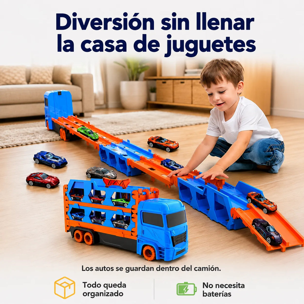 RaceTruck™ Camion de Carreras con Pista (incluye mini autos)🚒🏎️