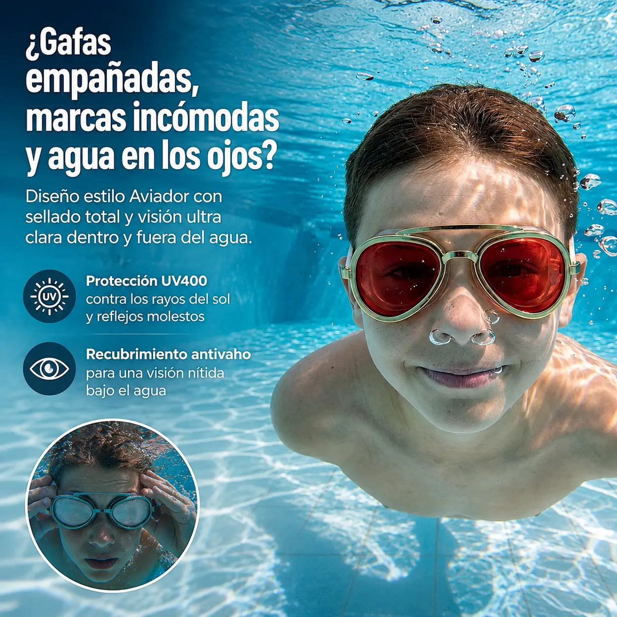 🤿 SwimAviator Pro™ Gafas de Natación Estilo Aviador UV400✨