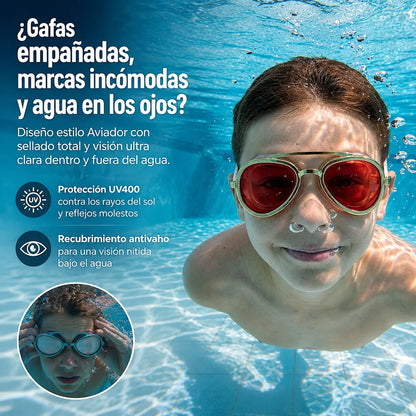 🤿 SwimAviator Pro™ Gafas de Natación Estilo Aviador UV400✨