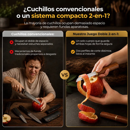 DualEdgepro™ Juego de Cuchillos Dobles 2 en 1 con Mango de Madera🗡️