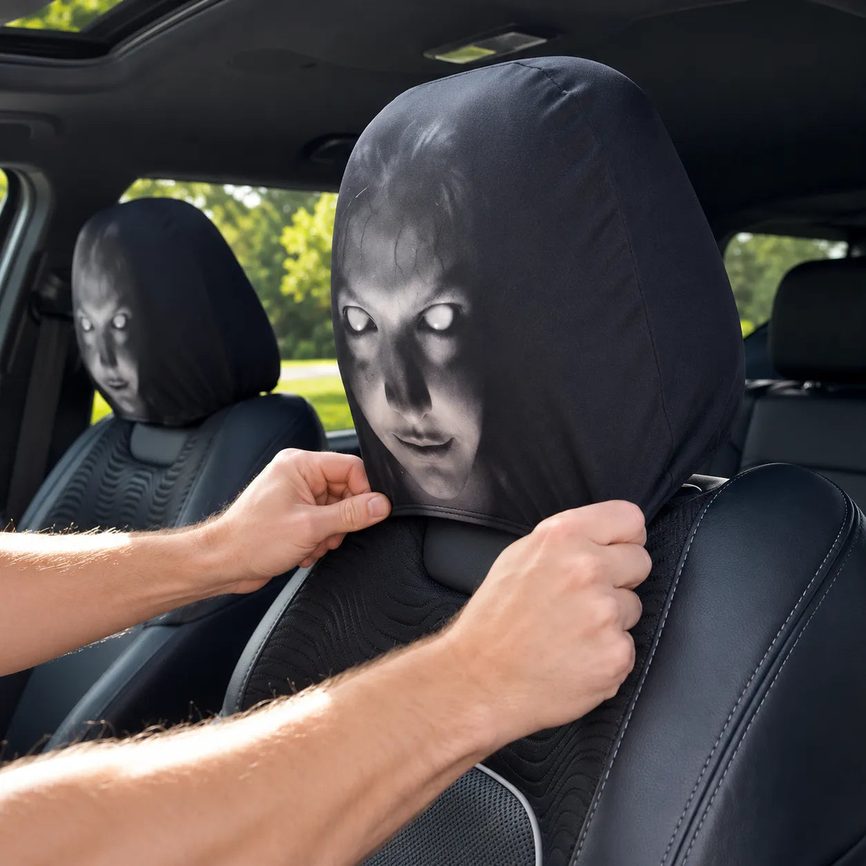 HorrorHead™ Fundas Aterradoras para Cabeceros de carro💀🚗