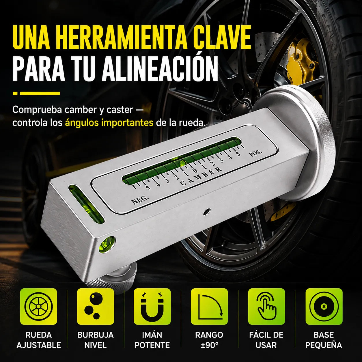 🧲 CamberGauge Pro™ Nivel Magnético para Alineación de Ruedas 🚗✨