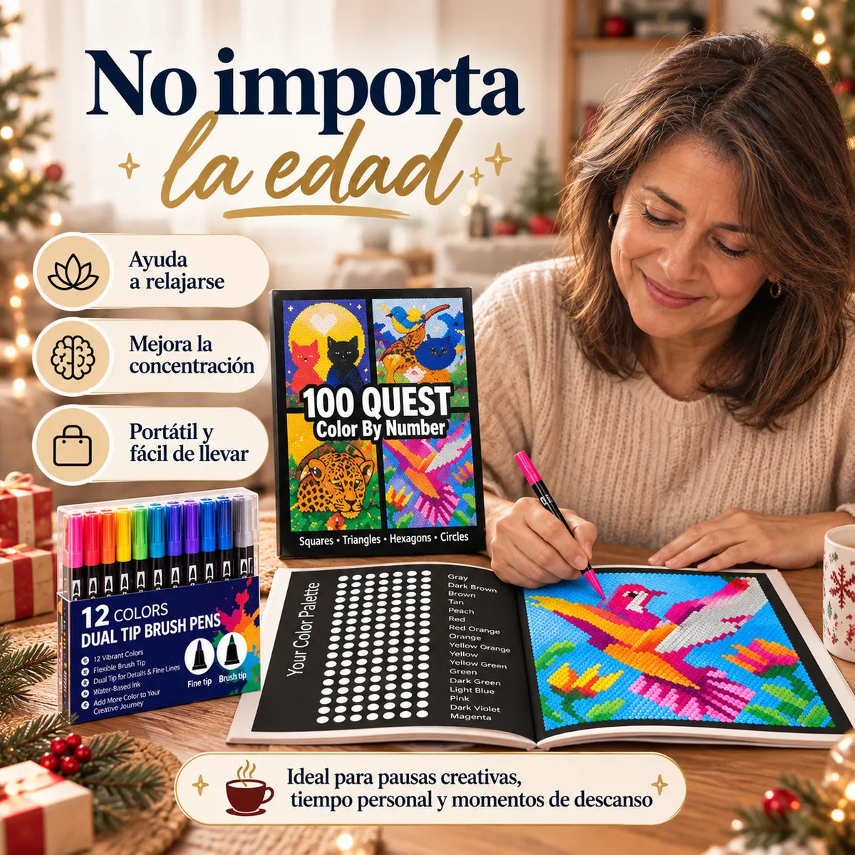 ColorQuest™ Set Creativo para Colorear + 12 Lápices 🖍️🎅