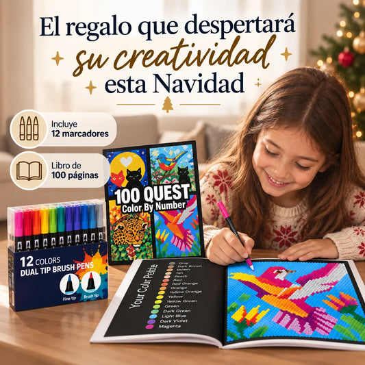 ColorQuest™ Set Creativo para Colorear + 12 Lápices 🖍️🎅
