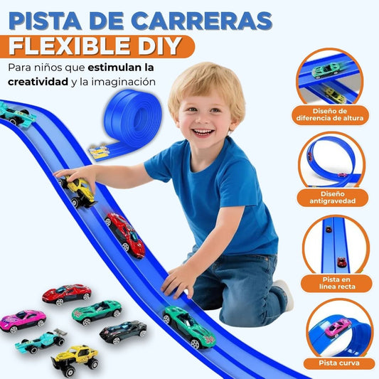MagicTrack™ - Pista de Carreras Flexible INCLUYE 4 MINI CARROS