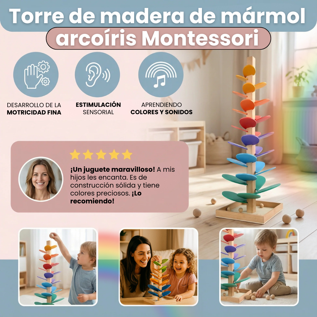 RainbowSlide™ Torre de madera Montessori